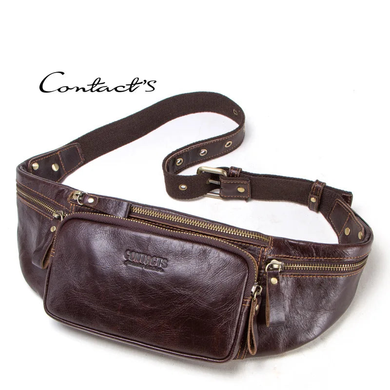 Real Leather Sports Fanny Pack Multifunctional Mobile Phone Storage Large Capacity Men Women General
