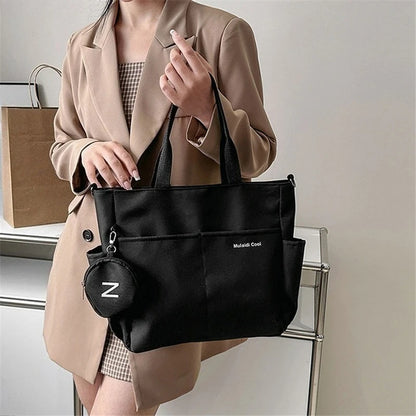 Oxford Tote Bag – Sleek Spacious Handbag with Pocket for Shoulder and Crossbody Wear