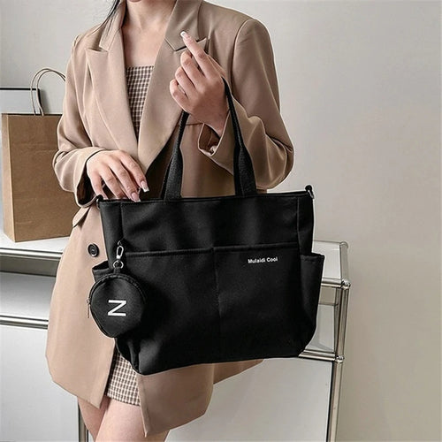 Oxford Tote Bag – Sleek Spacious Handbag with Pocket for Shoulder and Crossbody Wear