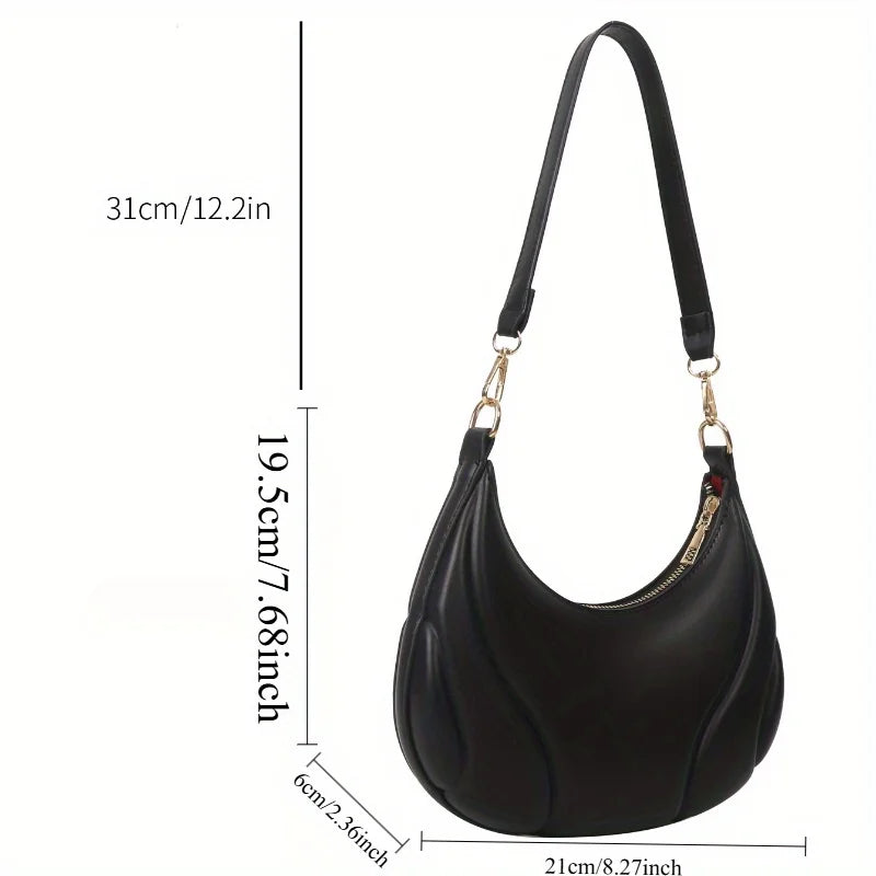 Shoulder Hobo Bag – Chic Crescent Handbag with Gold Hardware
