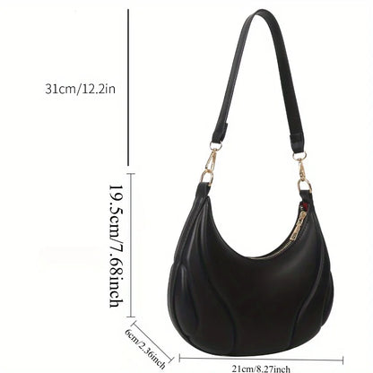 Shoulder Hobo Bag – Chic Crescent Handbag with Gold Hardware
