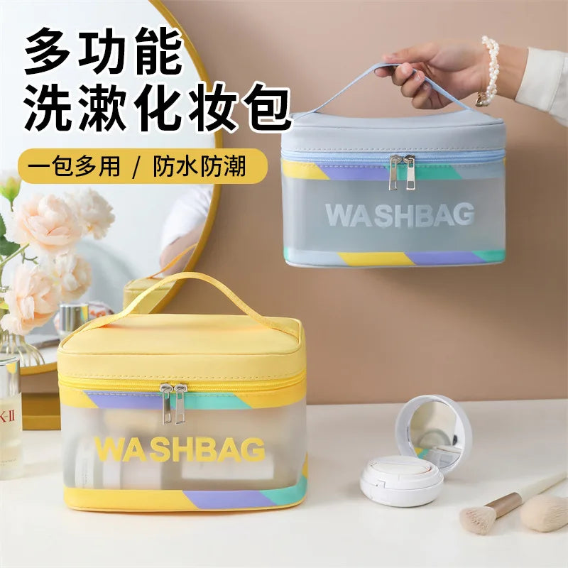 Waterproof Makeup Bag Portable Large Capacity Transparent Colorful Toiletries Travel Cosmetics