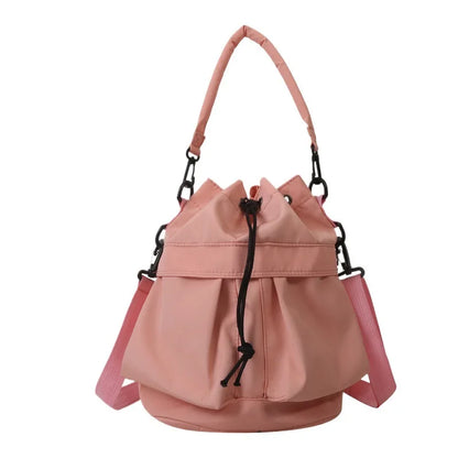 Nylon Drawstring Bucket Bag – Casual Crossbody Shoulder Bag for Women