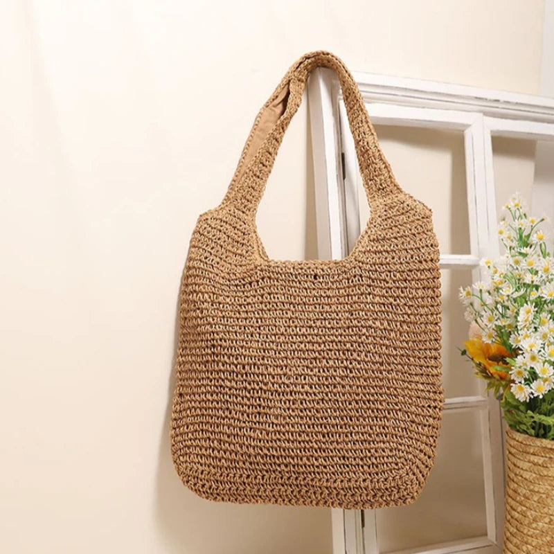 Straw Hobo Bag – Handwoven Beach Tote for Women