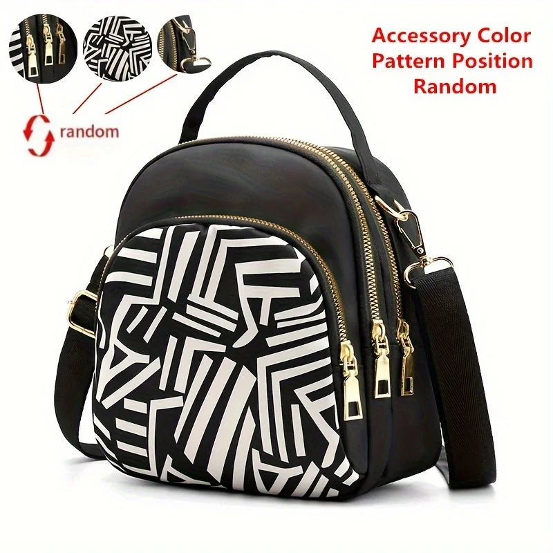 Multi Layer Crossbody Bag Mini Dome Handbag Ethnic Style Pattern Backpack Women