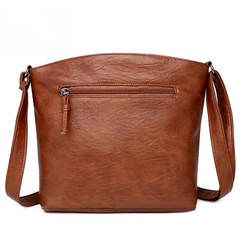 Retro Soft Leather Crossbody Bag – Multi-Pocket Shoulder Bag