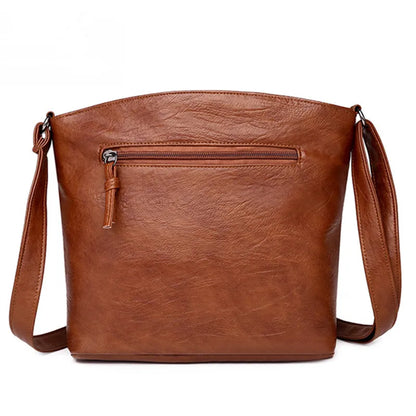 Retro Soft Leather Crossbody Bag – Multi-Pocket Shoulder Bag