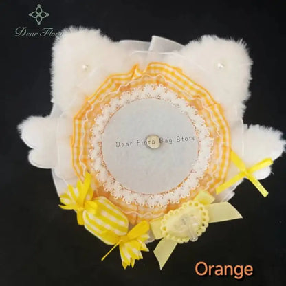 Cat Ear Badge Holder for Itabag – Handmade Lace Flower Wings Pin Tray