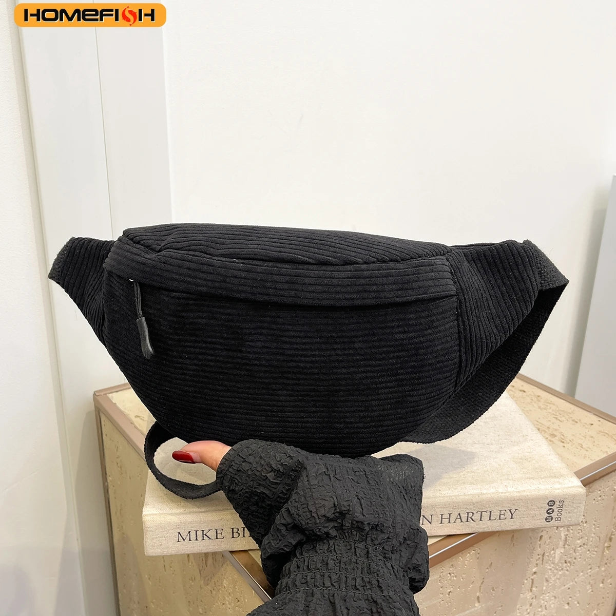 Homefish Casual Corduroy Belt Bags Women Fanny Pack Female Banana Waist Bag Hip Purse Shoulder