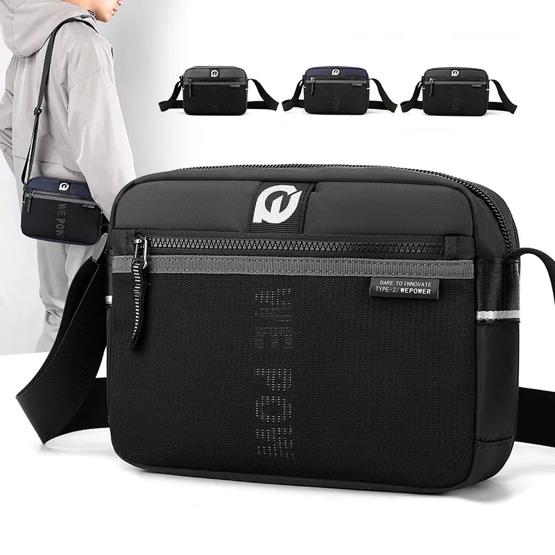 Men S Shoulder Bag Casual Nylon Waterproof Crossbody Horizontal Style - Waterproof