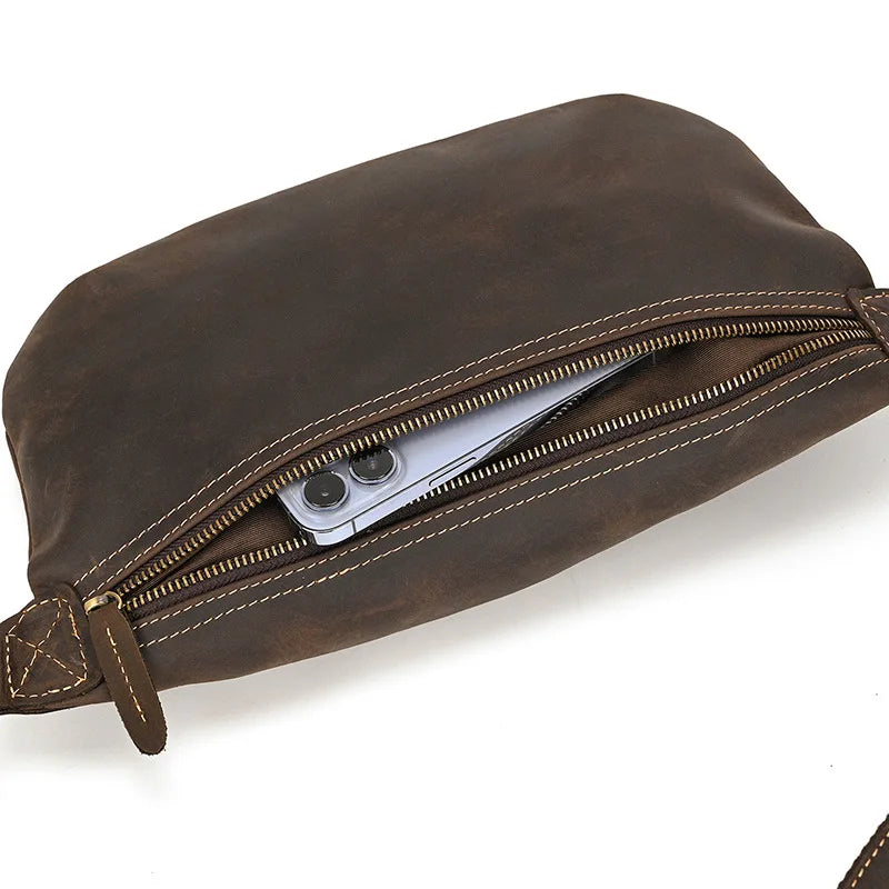 Retro Head Layer Cofskin Men Shoulder Casual Crossbody Bag Mobile Phone Collection Leather Vertical