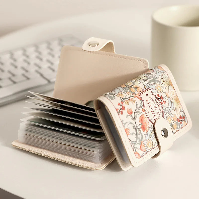 Floral Card Holder for Women – Vintage Multi-Slot ID & Credit Card Wallet