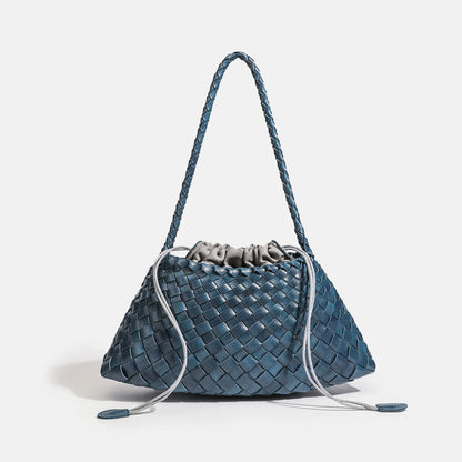 Handmade Intrecciato Woven Shoulder Bag Elegant Drawstring Armpit Hobo - Soft