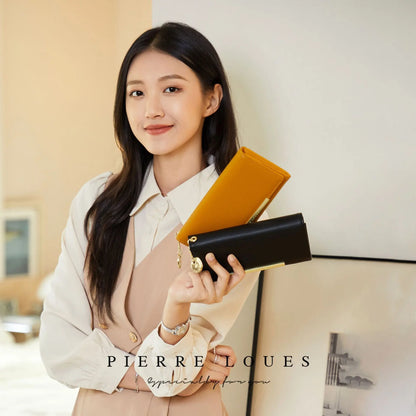 Women S Long Purse Pure Color Simple Large Capacity Mobile Phone Storage Multi-Function Hand