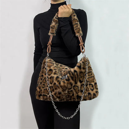 Plush Tote Bag – Women's Fuzzy Shoulder & Crossbody Handbag