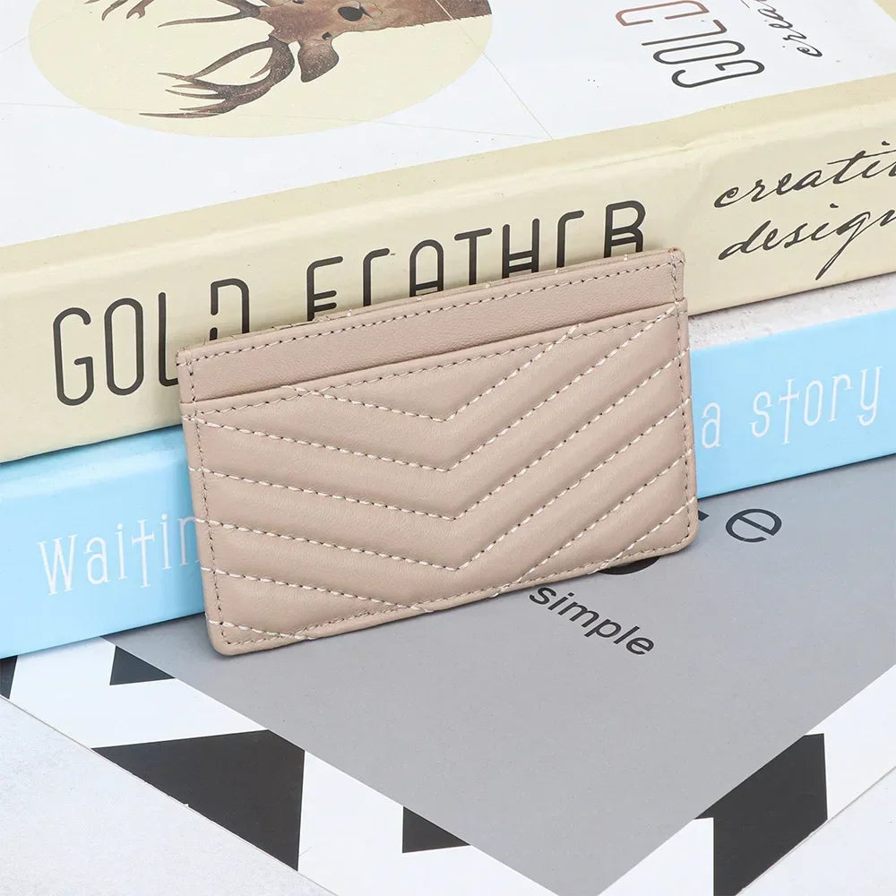 Sheepskin Embroidered Card Bag Thin One-Piece Document Storage Women S Portable Holder Leather