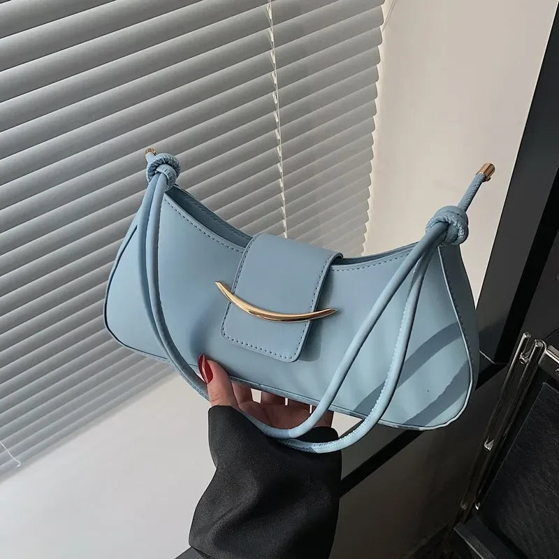 PU Leather Shoulder Bag – Minimalist Underarm Baguette Handbag