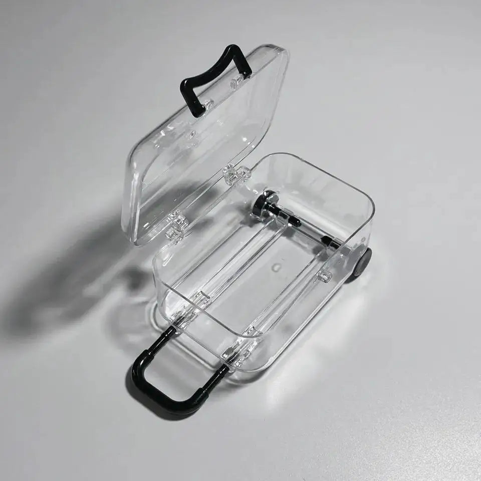 Mini Clear Trolley Jewelry Storage Box with Rolling Wheels