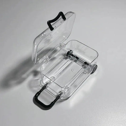 Mini Clear Trolley Jewelry Storage Box with Rolling Wheels