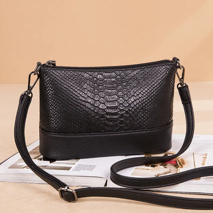 Women S Genuine Leather Square Top Layer Cowhide Single-Shoulder Bag Versatile Crossbody Bag