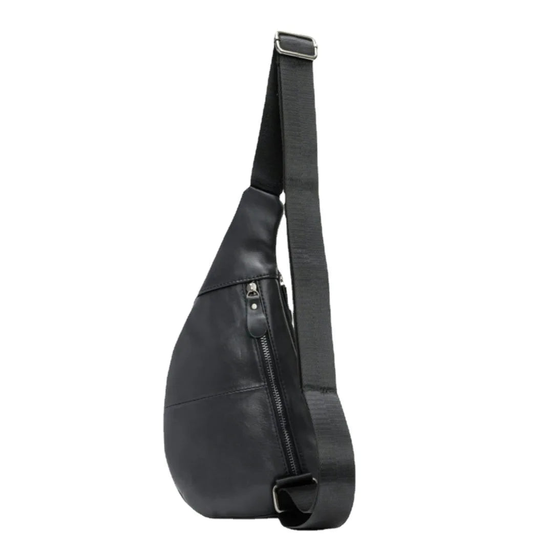 Leather Chest Bag Men Shoulder Crossbody Cowhine Diagonal Backpack Large Capacity