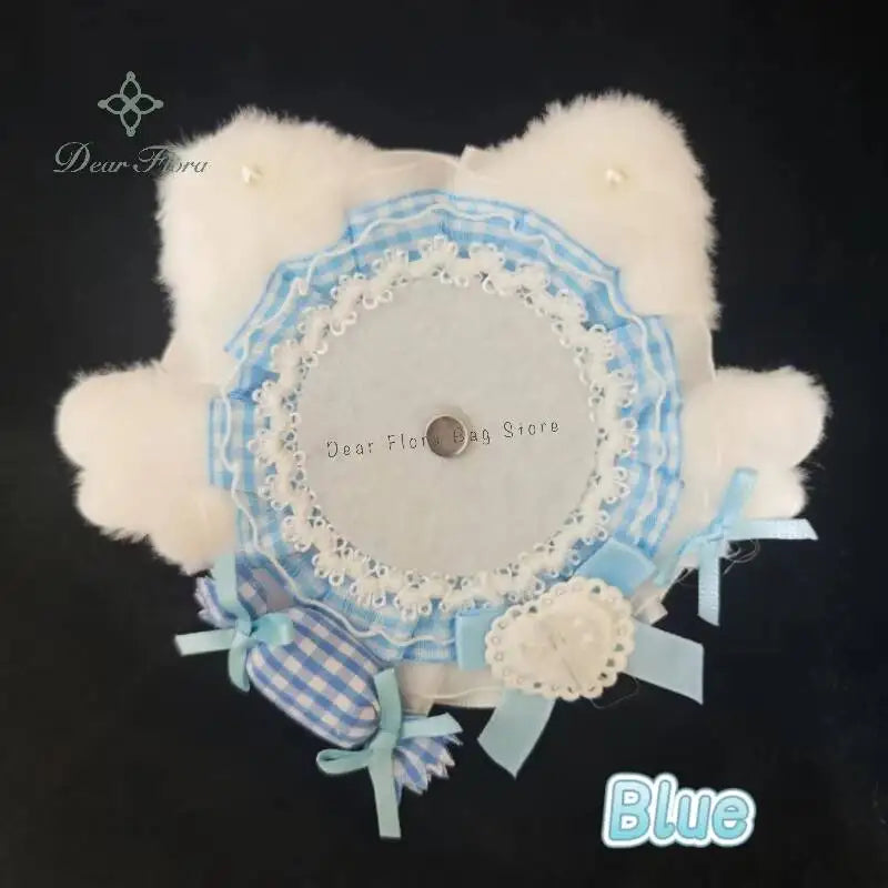 Cat Ear Badge Holder for Itabag – Handmade Lace Flower Wings Pin Tray