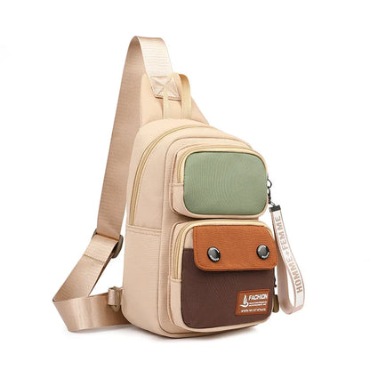 Men S Women Chest Bag Waterproof Nylon Outdoor Leisure Cross-Body Multi-Function Large Capacity