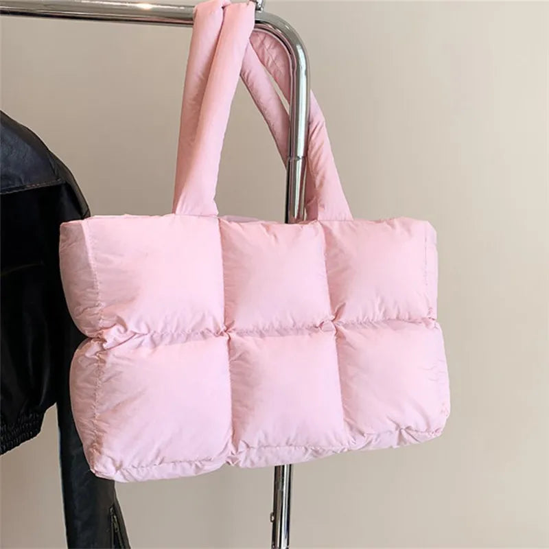 Quilted Puffer Tote Bag – Large Capacity Lightweight Nylon Shoulder Bag