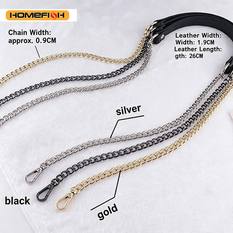 120cm Replacement Metal Bag Chain Strap Pu Leather Shoulder Strap Diy Handbag Crossbody Bag