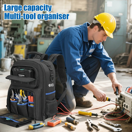 Wear-Resistant Oxford Cloth Multi-Functional Electrical Tool Detachable Padded Backpack - Waterproof