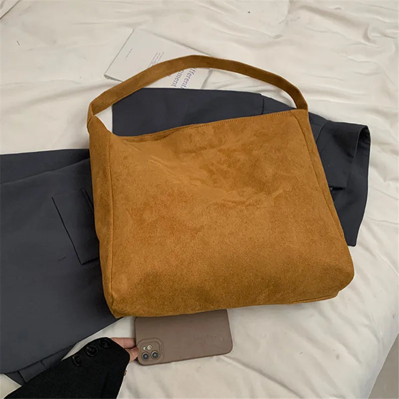 Effortlessly Chic Oversized Suede Tote Bag Soft Slouchy Design Spacious Handbag Shoulder Bags Women