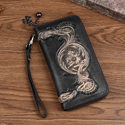 Top Layer Cowhide Ladies Wallet Multi-Functional Zipper