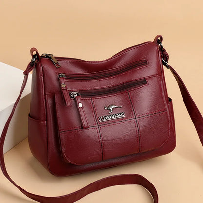 Multi-Pocket Crossbody Bag – Women's PU Leather Shoulder Bag