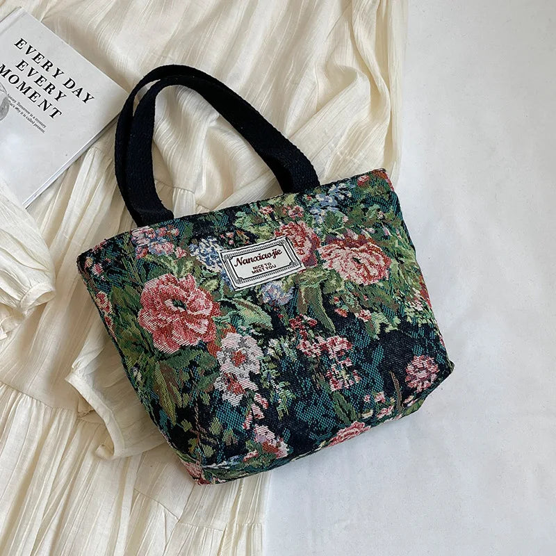 Women's Floral Canvas Tote Bag – Lightweight Large Capacity