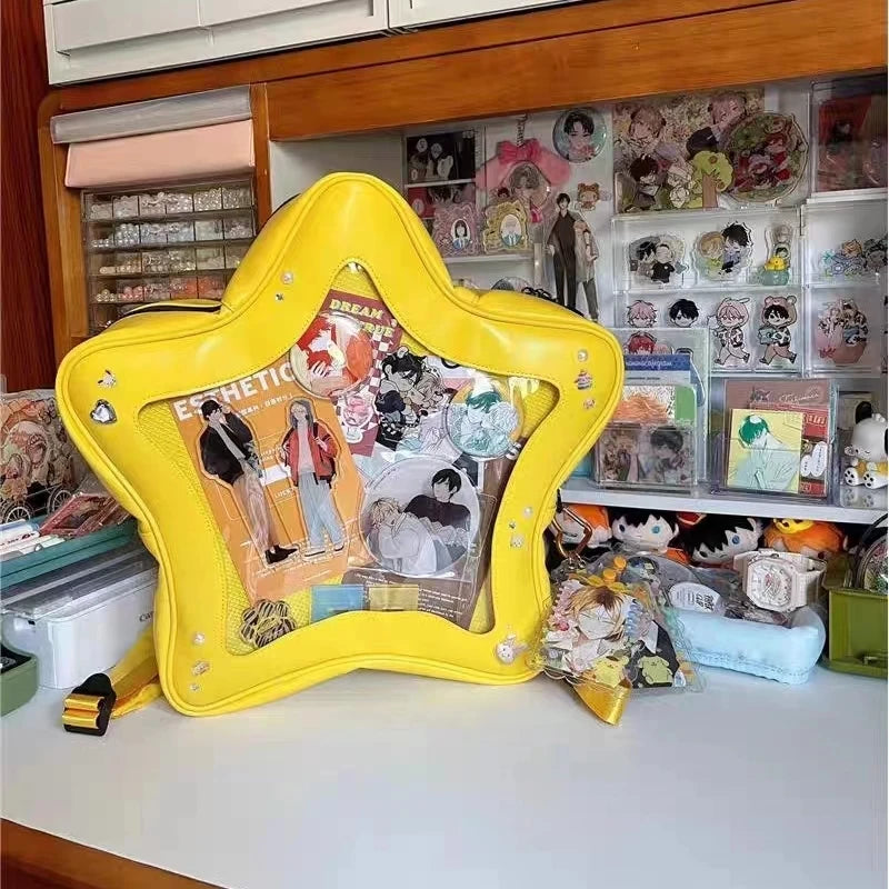 Star-Shaped Ita Bag – Kawaii Transparent Shoulder Bag for Badge Display