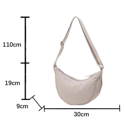 Nylon Crescent Crossbody Bag – Lightweight Women's Shoulder Bag