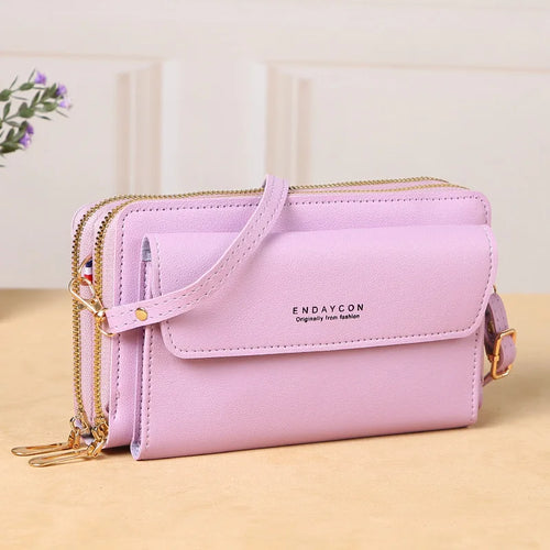 Multi-Zipper Crossbody Bag – Women's PU Leather Phone Purse & Clutch Wallet