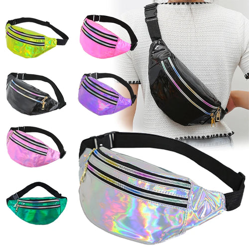 Trendy Personality Women S Waist Bag Laser Cool Lightweight Sport Leisure Female Belt Packs Outings