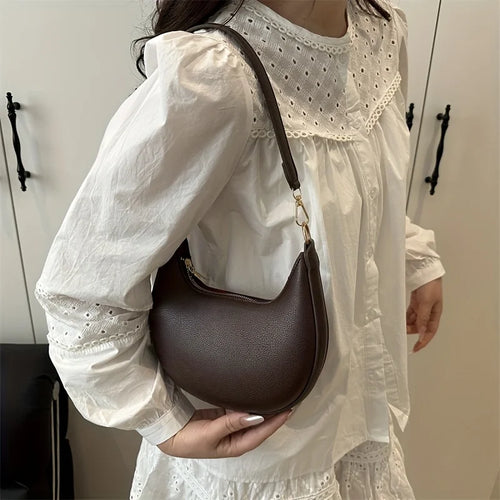 Women's Crescent Crossbody Bag – Luxury Leather Shoulder Bag