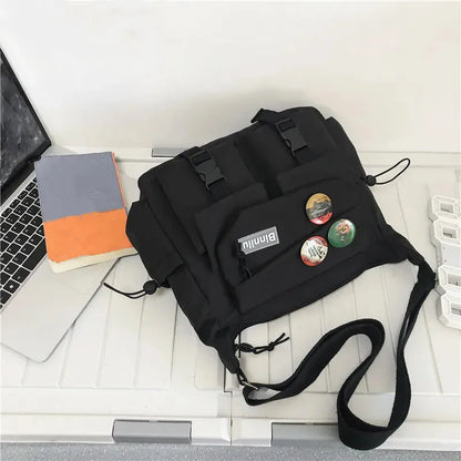 Preppy Casual Nylon Crossbody Bag Men Women Teen Messenger Student Commuter Single Shoulder Bag