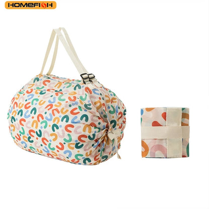 Homefish Foldable Large Eco Shopping Bag Cat Lemon Print Reusable Shoulder Bag Groceries Beach Toy