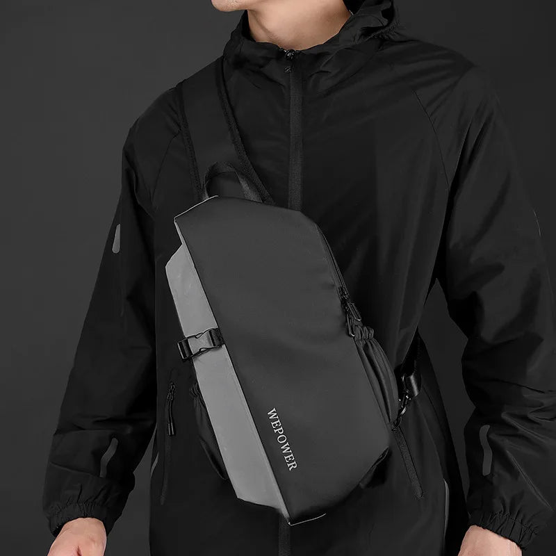 Men S Shoulder Bag Korean Version Large Capacity Chest Safety Reflective Strip Commuting Nylon