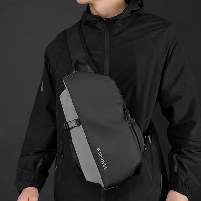 Men S Shoulder Bag Korean Version Large Capacity Chest Safety Reflective Strip Commuting Nylon