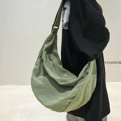 Solid Color Canvas Female Crossbody Bags Women Large Capacity Shopping Messenger Bag Student