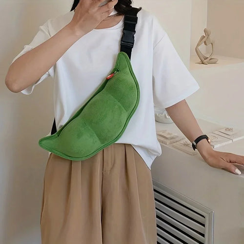 Pea-Shaped Fanny Pack – Cute Novelty Crossbody Bag