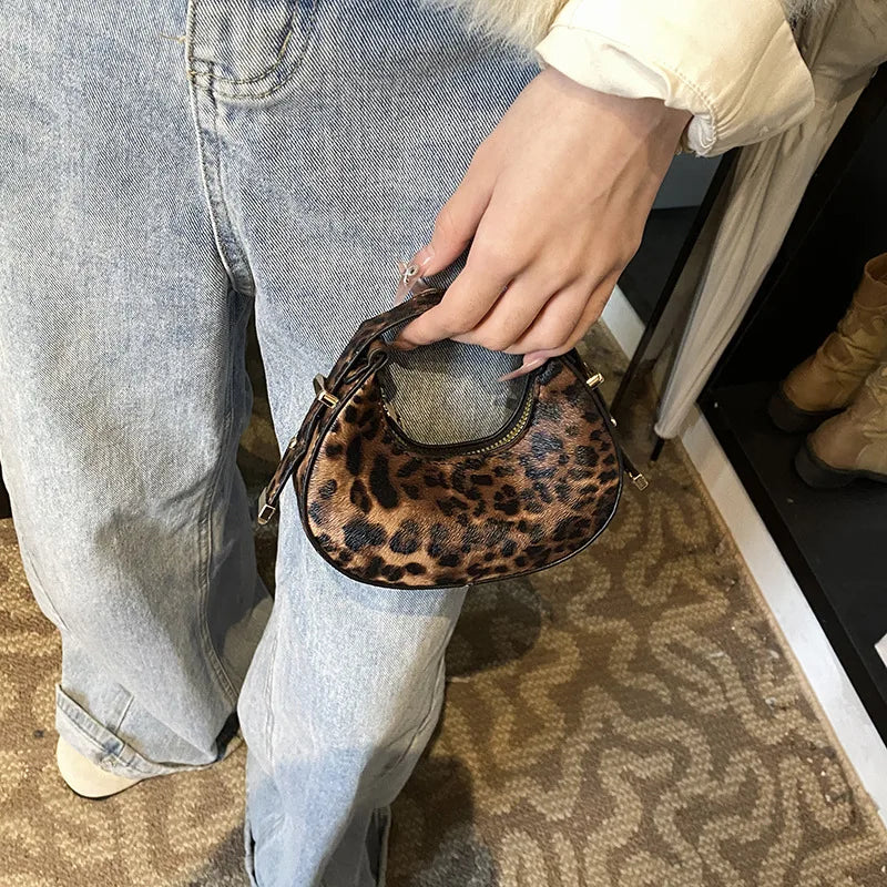 Leopard Print Mini Tote Bag for Women – Chic PU Leather Purse