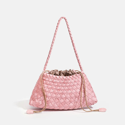 Handmade Intrecciato Woven Shoulder Bag Elegant Drawstring Armpit Hobo - Soft
