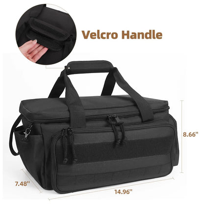 14-Inch Black Wear-Resistant Canvas Tool Bag Multiple Pockets Compartments