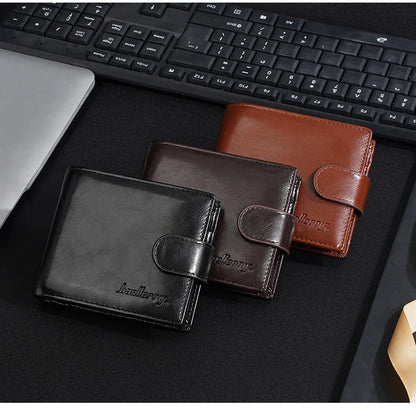 Oil Wax Leather Wallet Men Large-Capacity Cash Short