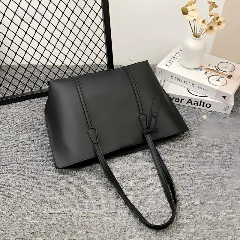 Korean Style Women Soft Leather Tote Bag Large Capacity Versatile Single Shoulder Handbag Purse